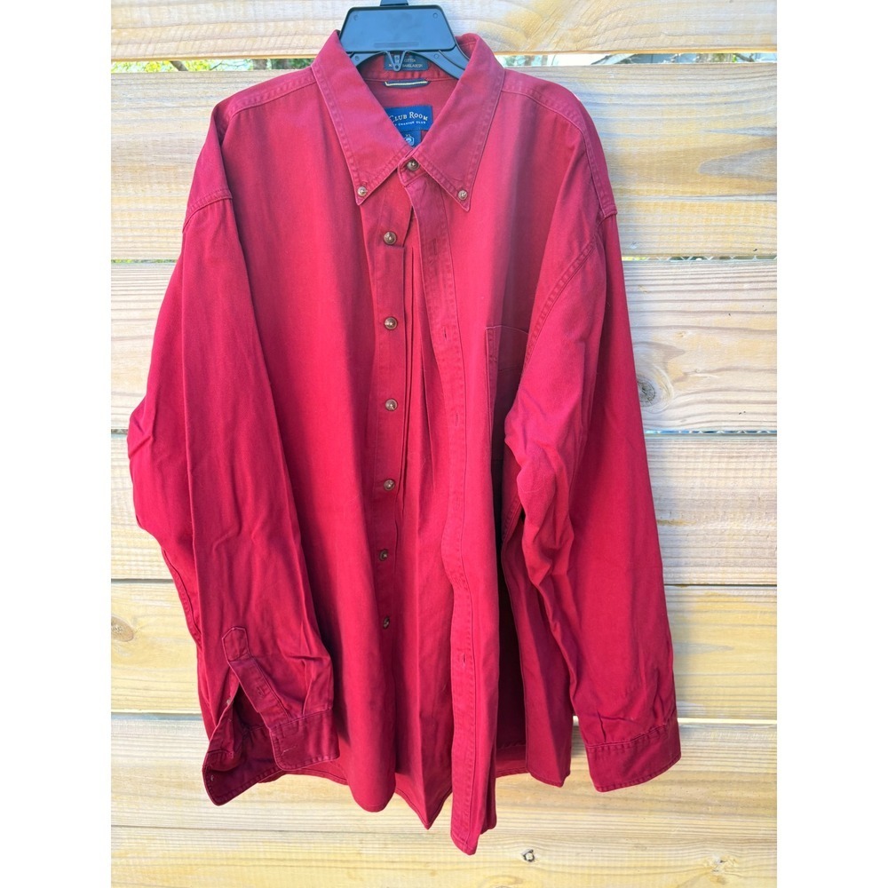 Club Room Mens XL Red Cotton Twill Long Sleeve Button Down Shirt WPL 8046